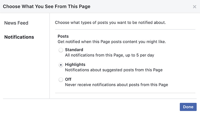 Facebook choice