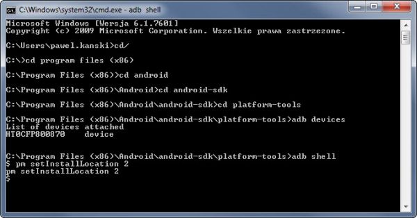 Komenda pm setInstallLocation Komenda pm setInstallLocation