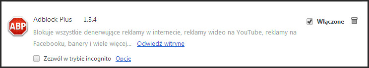 Dodatki w trybie incognito