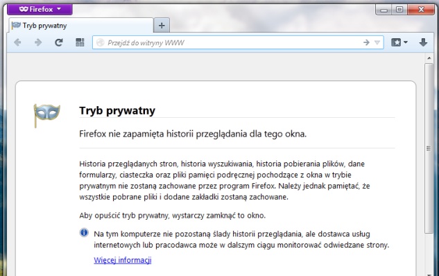 Co nowego w Mozilla Firefox 20 tryb prywatny w nowym oknie