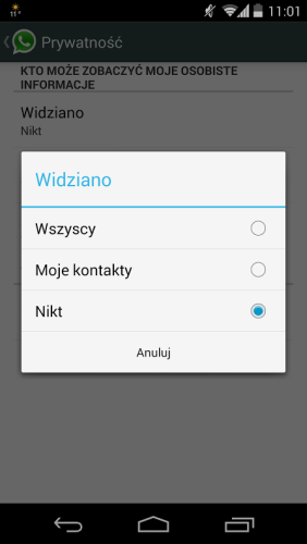 Prywatność w WhatsApp