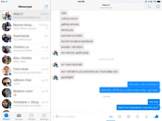 Facebook Messenger na iPada