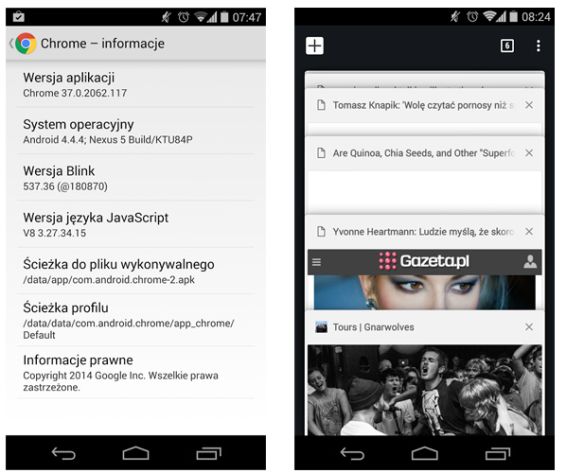 Chrome 37 na Androida Chrome 37 na Androida