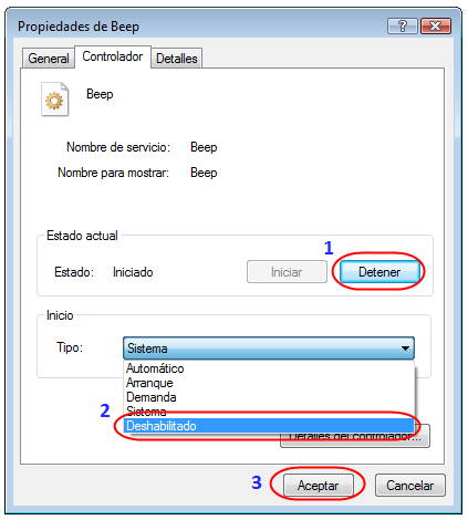 Propiedades de Beep