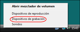 Menú contextual de sonido