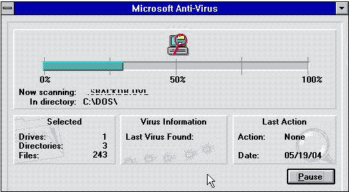 Microsoft Anti-Virus en Windows 3.1