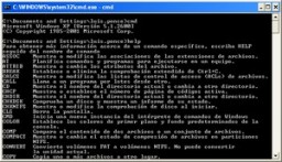 Lista de comandos para la consola de comandos de Windows XP