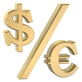 Símbolos de euro y dólar