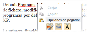 Nuevas opciones de pegado