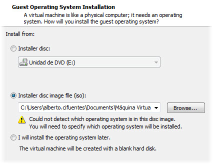 Selecciona la imagen de disco