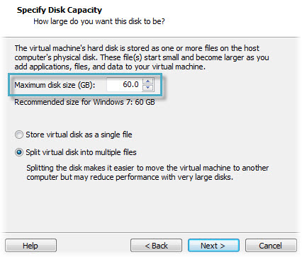 Capacidad del disco duro virtual