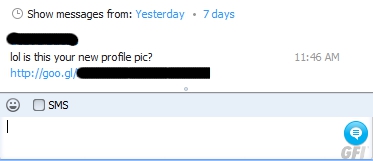 Le message du virus de Skype, image de GFI