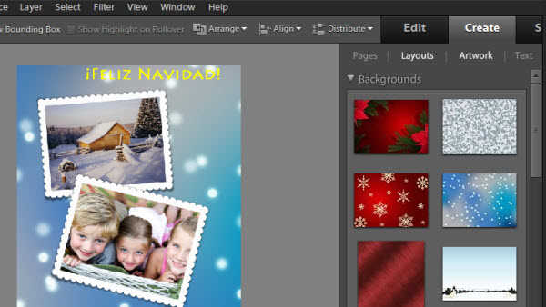 Postal de Navidad en Photoshop Elements