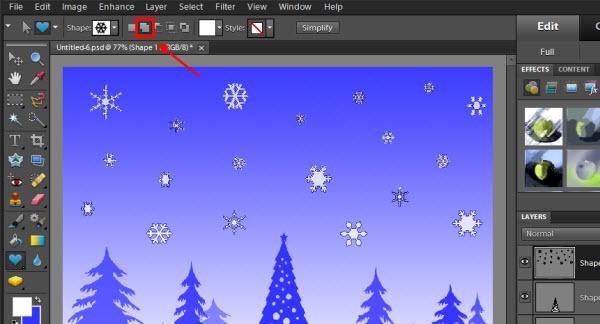 Copos de nieve en Photoshop Elements