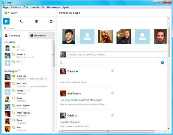 Skype vista por defecto