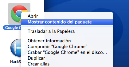 Mostrar contenido del paquete Google Chrome