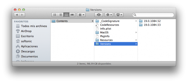 Ruta completa Finder Google Chrome Mac