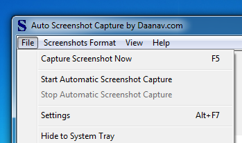File Start Automatic Screenshot Capture
