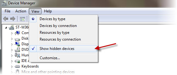 Show hidden devices