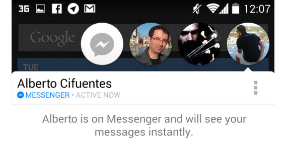 Facebook Messenger, les bulles de contact