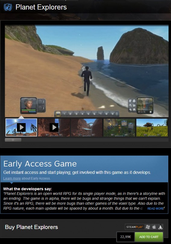 copie d'écran d'un jeu en accès avancé