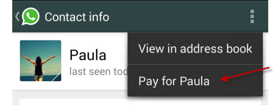 Whatsapp: payer pour un autre