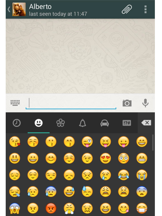 Palette d'émoticônes de Whatsapp