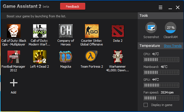 iOBit Game assistant evita super aquecimento
