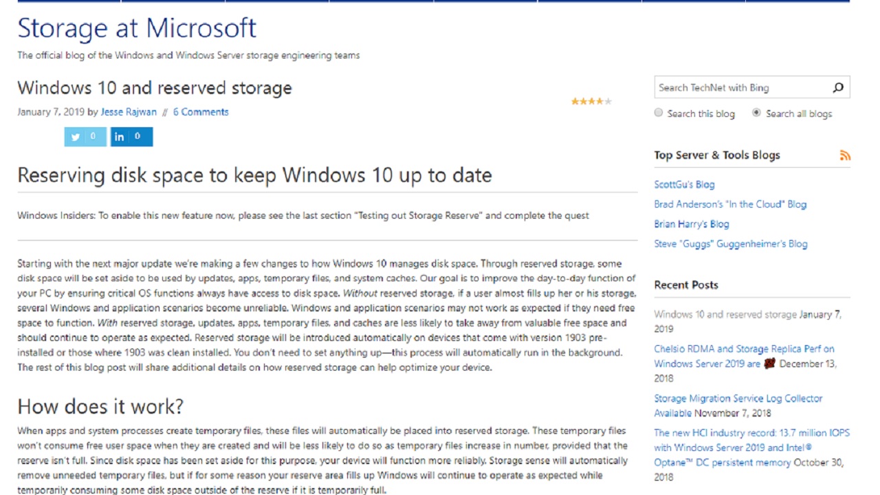 Windows 10 reservará 7 GB en tu disco duro para grandes actualizaciones