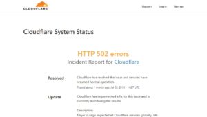 Muchos lugares web fallan por una caída en el servicio de Cloudflare
