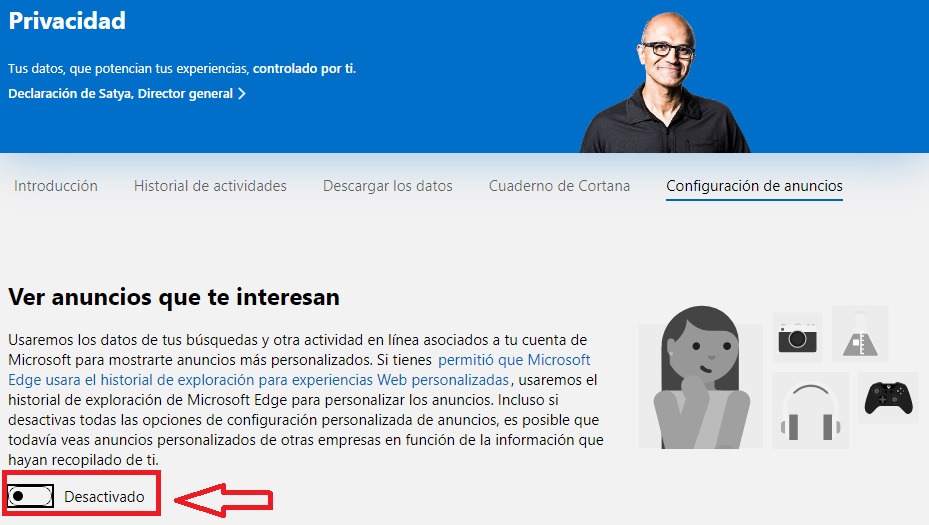 Configuración de anuncios de Microsoft