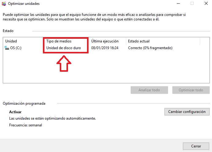 Cómo desfragmentar el disco con Windows 10