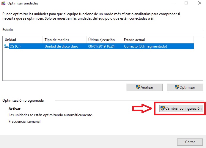 Cómo desfragmentar el disco con Windows 10