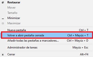 Abrir una pestaña cerrada