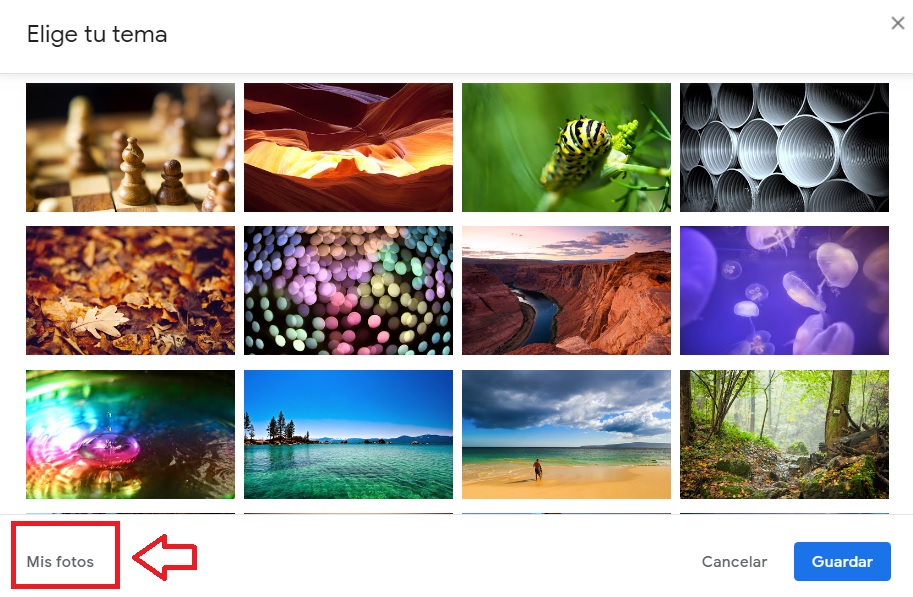 Selección de temas de Gmail