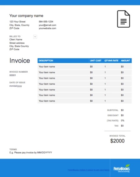 Plantilla White Blue Invoice