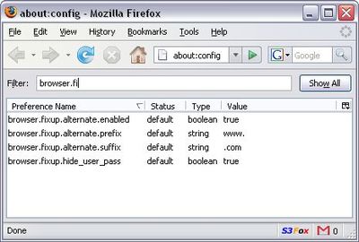 Autocomplete URL in Firefox