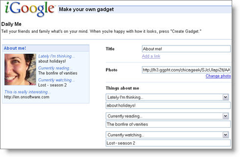 Create your own gadgets for iGoogle