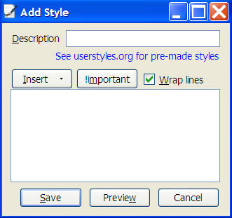 Stylish - Add Style dialog box