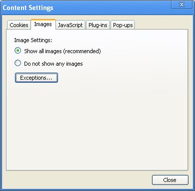 Blocking images