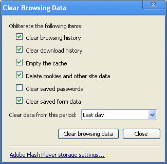 Clear browser data