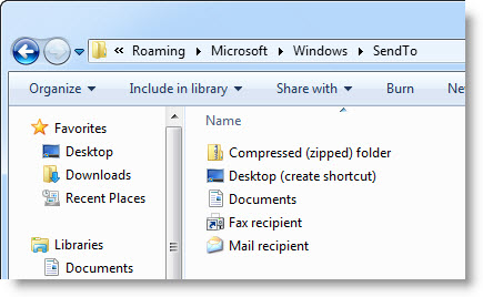 Customize the Send to menu on Windows 7