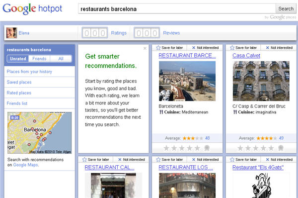 Google Hotpot Recommendations