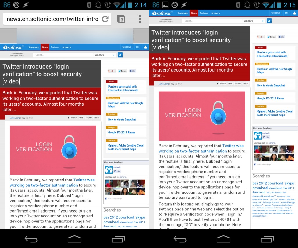 Chrome for Android updates with fullscreen browsing, tab history Softonic