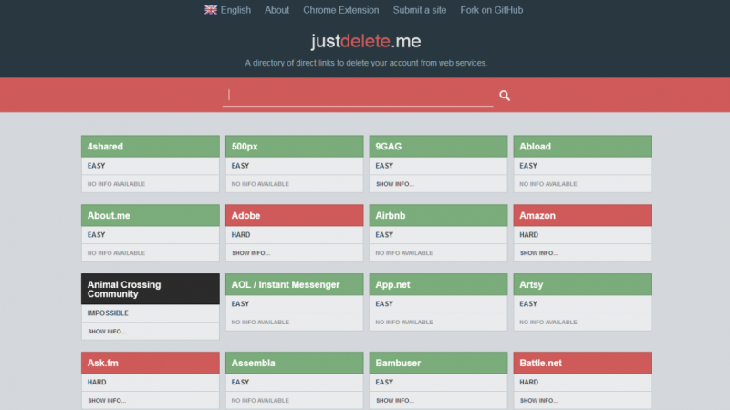 Problems when you try to delete yourself from a website? Try JustDelete.me