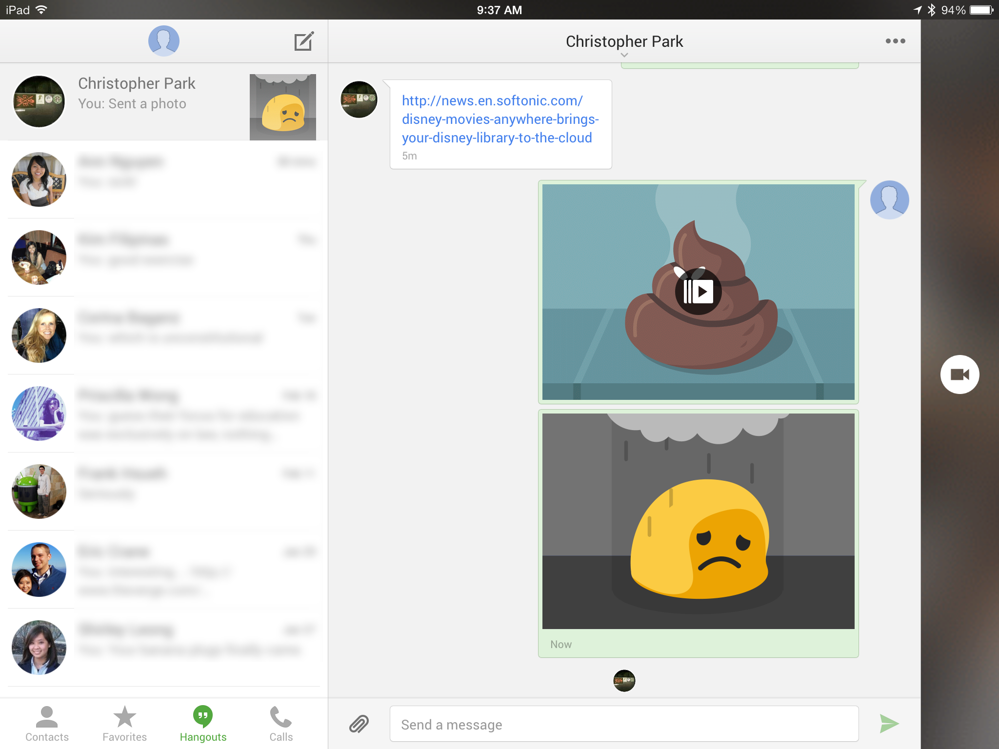 Major Hangouts For IOS Update Brings Stickers Video Messaging Softonic
