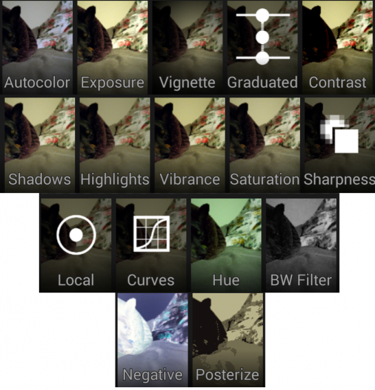 Google Camera photo editor options