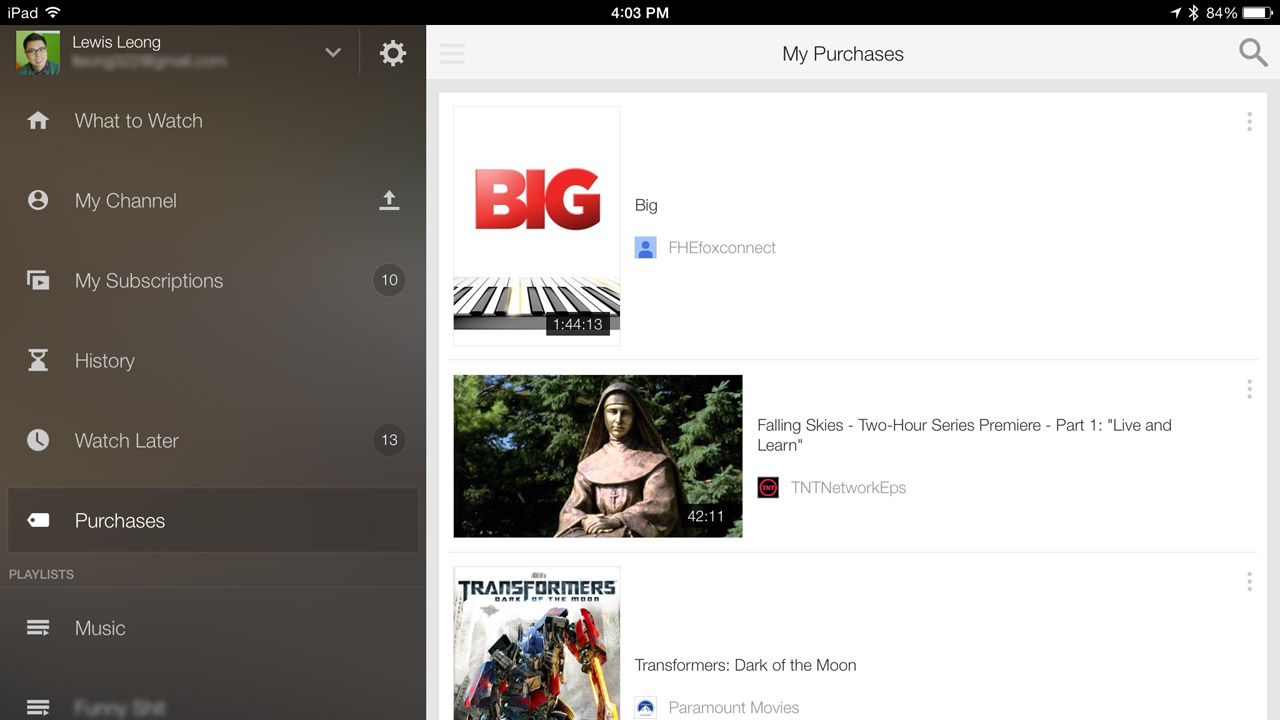 Movies purchased from Google Play now show up in YouTube - Softonic