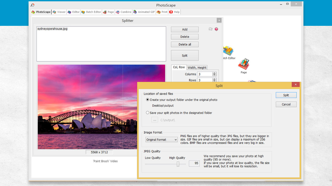 Photoscape Splitter Tool
