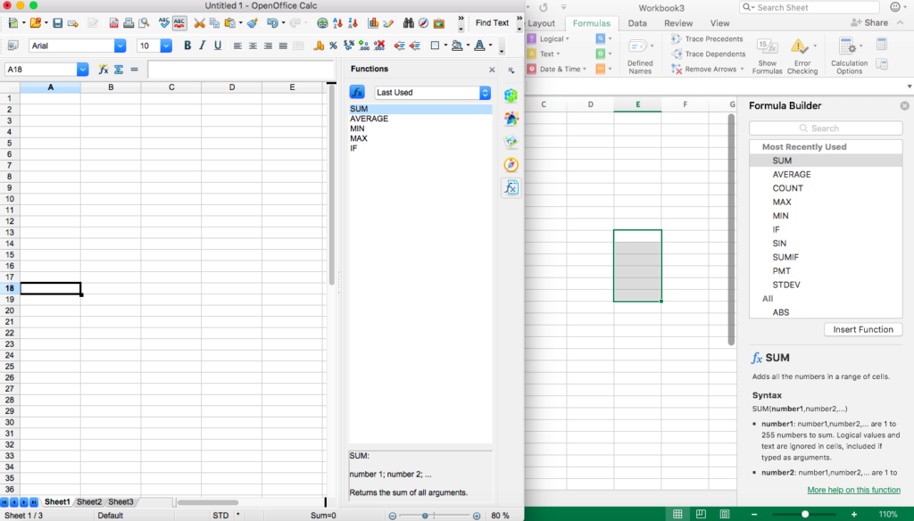 Чем отличается excel от openoffice org calc